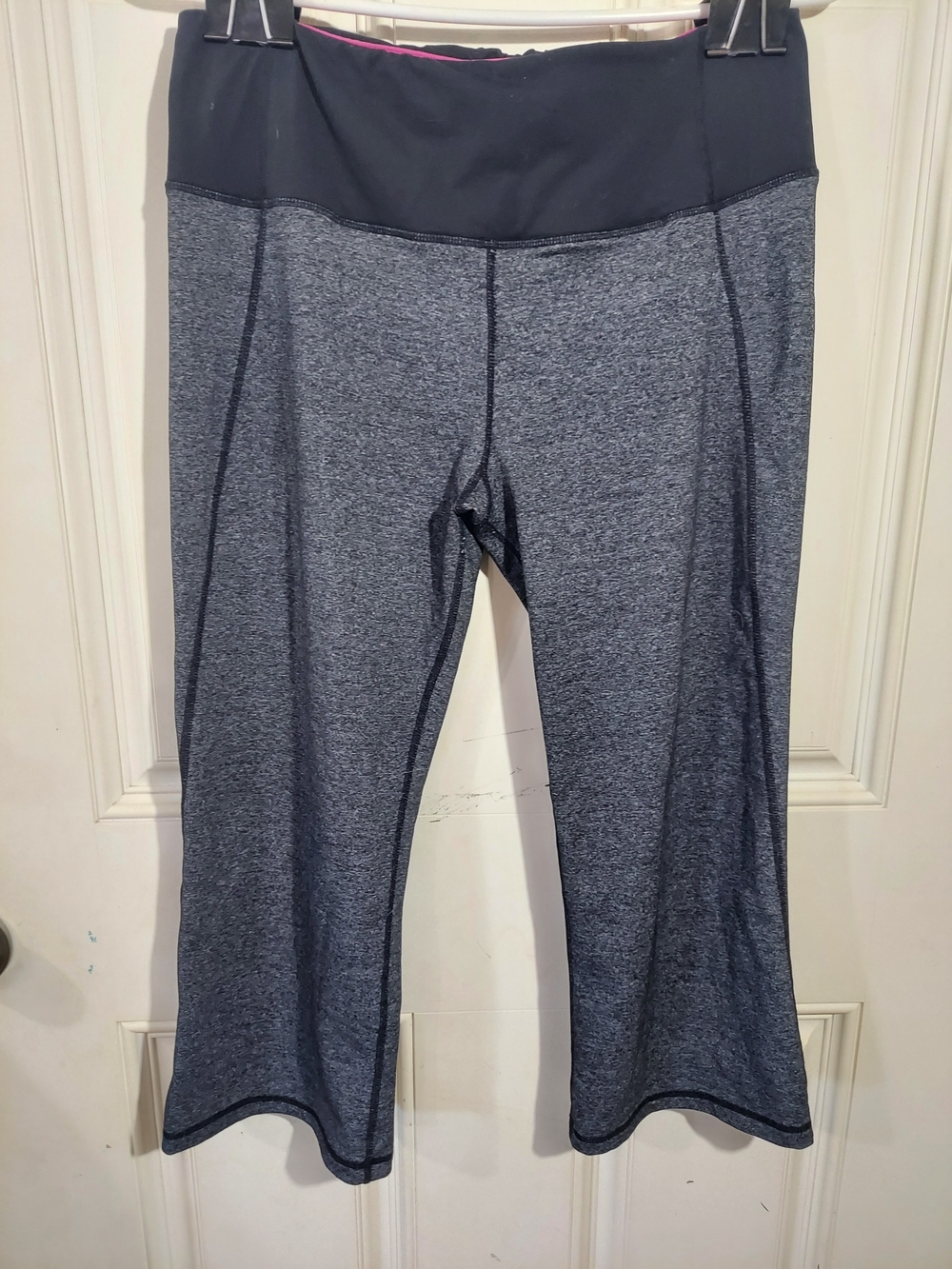 lululemon athletica Black Leggings with Pink Stitching and Orange Logo